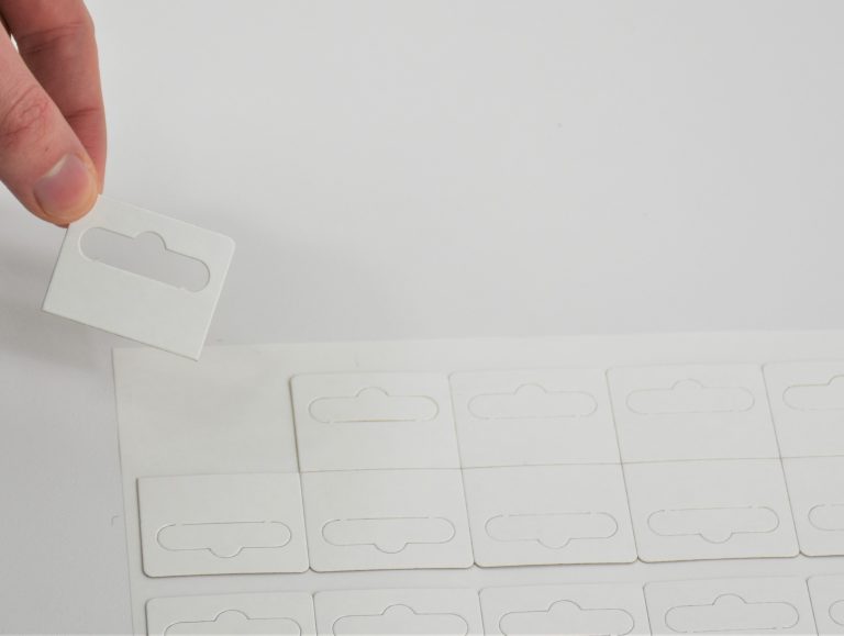 Eco White Cardboard Hang Tabs POS Tapes